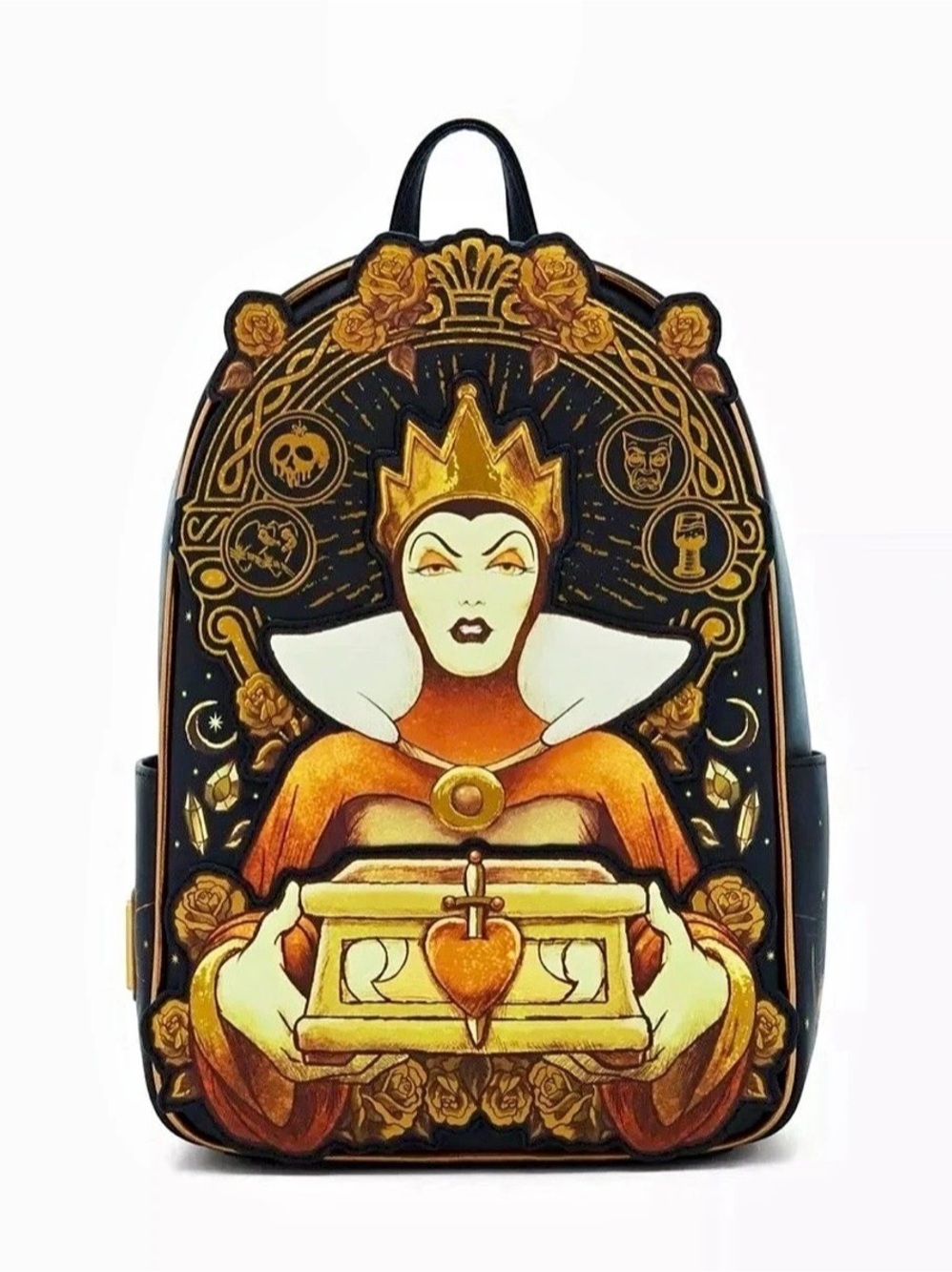 Loungefly Disney Snow White Evil Queen Mini Backpack Black & Gold NWT